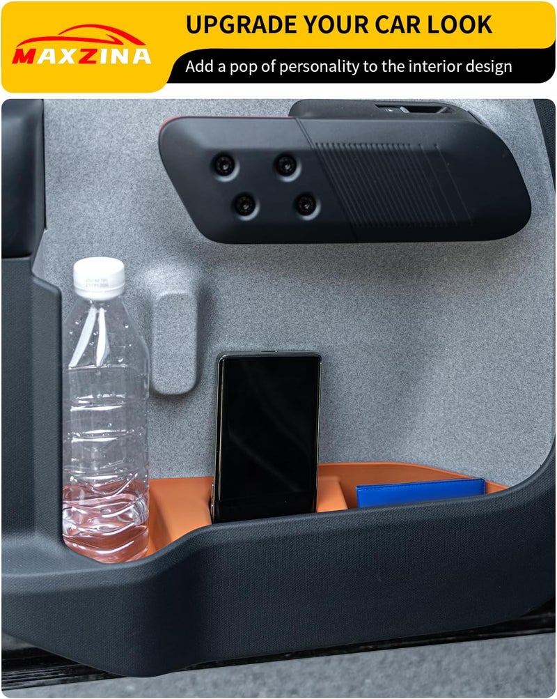 Maxzina Door Side Storage Tray Compatible with 2022-2025 (No for 2026) Ford Maverick Side Door Storage Box Door Organizer Phone Pocket Silicone Front & Rear 4PCS Maverick Accessories (Light Orange) - Image 4